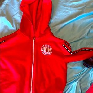 A justice red cropped hoodie